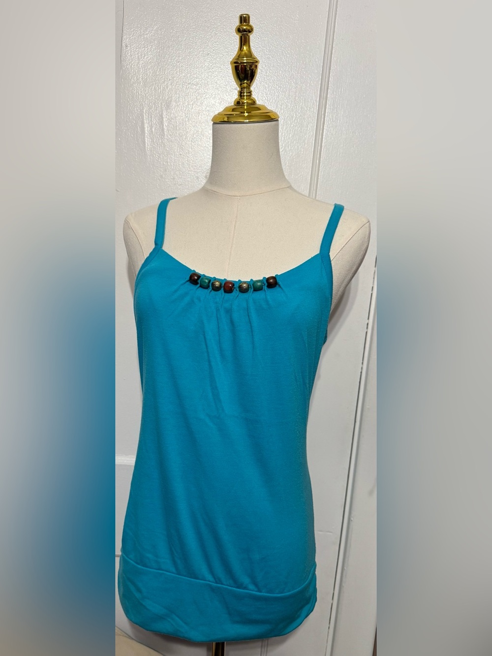 Weavers Turquoise Beaded Camisole Tank